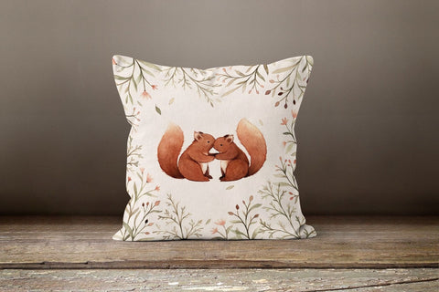 Fall Trend Pillow Cover|Autumn Cushion Case|Squirrel and Acorn Home Decor|Leaves Print Throw Pillow|Housewarming Farmhouse Style Pillow Case