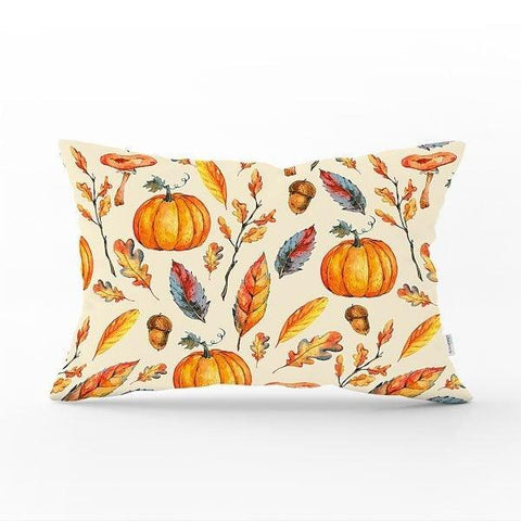 Fall Trend Pillow Cover|Rectangle Pumpkin Cushion Case|Decorative Orange Gray Pumpkin Throw Pillow|Farmhouse Style Thanksgiving Cushion Case