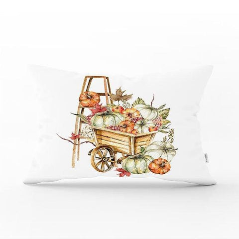 Fall Trend Pillow Cover|Rectangle Pumpkin Cushion Case|Decorative Orange Gray Pumpkin Throw Pillow|Farmhouse Style Thanksgiving Cushion Case