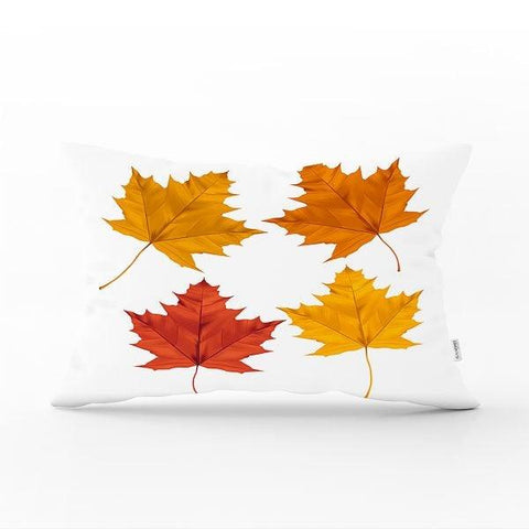 Fall Trend Pillow Cover|Rectangle Dry Leaves Cushion Case|Decorative Striped Autumn Throw Pillow|Farmhouse Style Hello September Cushion