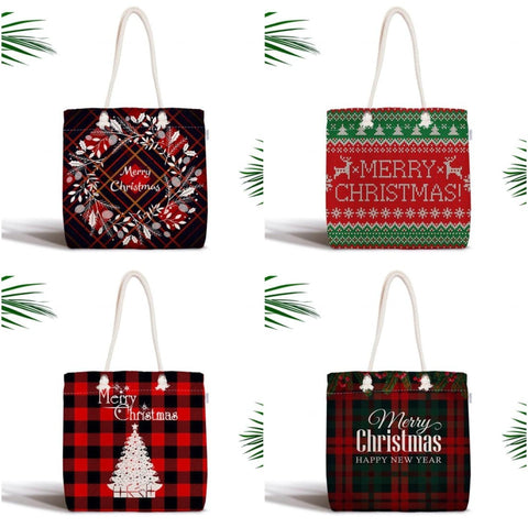 Christmas  Shoulder Bag|Merry Xmas Fabric Bag|Happy New Year Tote Bag|Xmas Tree Beach Bag|Winter Trend Weekender Bag|Gift Large Bag for Her