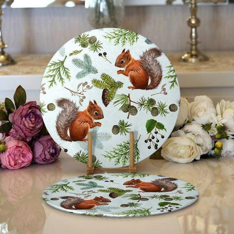 Fall Trend Placemat|Set of 2 Pumpkin Supla Table Mat|Dry Leaves Round American Service Dining Underplate|Farmhouse Style Autumn Coasters
