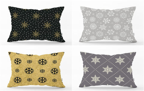 Snowflake Pillow Cover|Winter Home Decor|Rectangle Winter Cushion Case|Housewarming Gift|Decorative Snowflake Throw Pillow|Lumbar Pillow Top