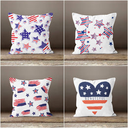 American Flag Pillow Cover|Heart and Star Design USA Flag Cushion Case|Red White Blue Throw Pillow|Abstract American Flag|Square Pillow Case