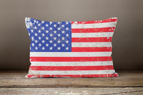 American Flag Pillow Cover|Rectangle USA Flag Cushion Case|Red White Blue Throw Pillow|Abstract American Flag Design|US Flag Pillow Sham
