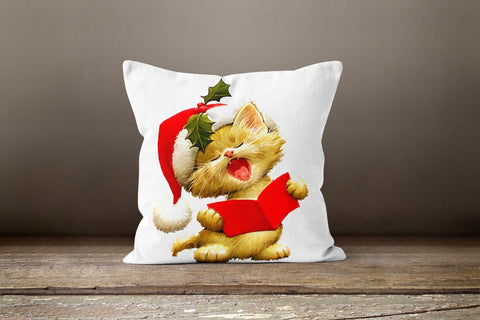 Christmas Pillow Cover|Cute Santa Cats Decor|Santa Clause Pillow Top|Dwarf Santa Gnome Case|Xmas Tree Throw Pillow|Decorative Winter Cushion