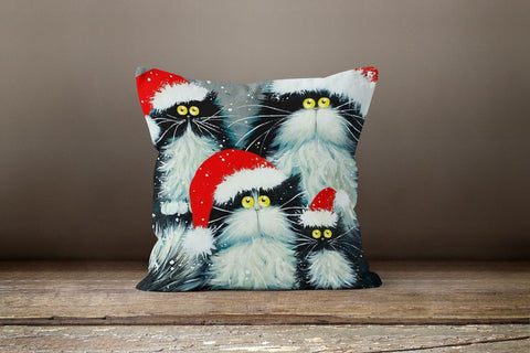 Christmas Pillow Cover|Cute Santa Cats Decor|Santa Clause Pillow Top|Dwarf Santa Gnome Case|Xmas Tree Throw Pillow|Decorative Winter Cushion