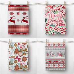 Artoid Mode Elk Trees Snow Hello Winter Kitchen Towels Dish Towels, 18x26  Inch Seasonal Christmas Decoration Hand Towels Set of 2