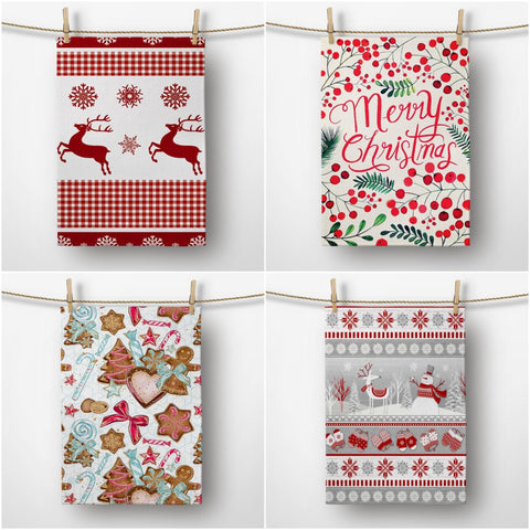 Christmas Kitchen Towel|Cute Snowman Dish Towel|Xmas Deer Print Hand Towel|Decorative Hand Towel|Xmas Cookies Tea Towel|Xmas Hand Towel