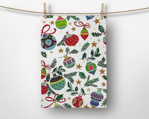 Christmas Kitchen Towel|Christmas Ornaments Dish Towel|Xmas Candies Hand Towel|Decorative Hand Towel|Winter Trend Tea Towel|Xmas Socks Towel