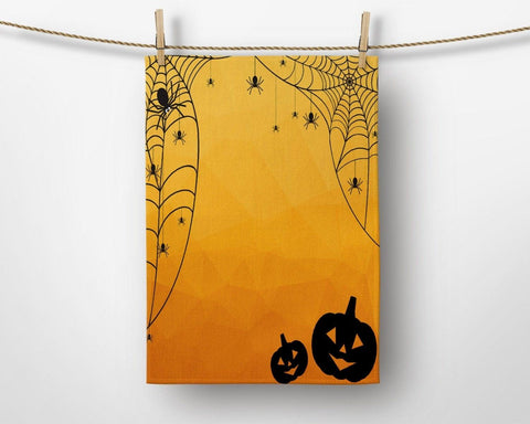 Halloween Kitchen Towel|Carved Pumpkin Dish Towel|Spider Web and Skull Towel|Decorative Tea Towel|Witch Hat Towel|Autumn Trend Hand Towel