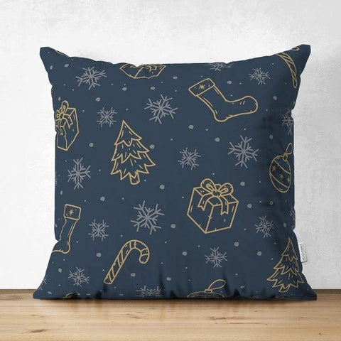 Winter Pillow Cover|Xmas Socks Cushion Case|Gift Box Throw Pillow|Xmas Tree Home Decor|Housewarming Xmas Cushion Case|Decorative Pillow Case