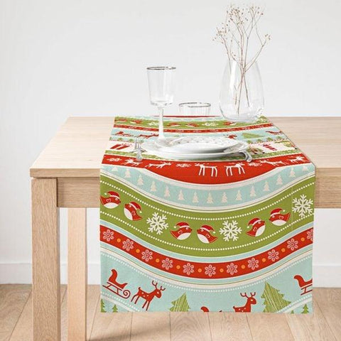 Christmas Table Runner|Xmas Deer, Xmas Tree Table Top|Merry Christmas Home Decor|Xmas Table Decor|Farmhouse Style Christmas Kitchen Decor