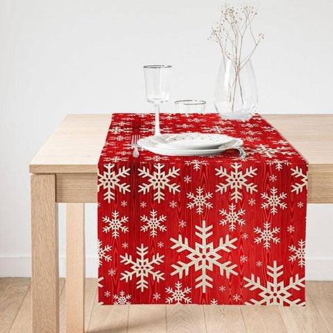 Snowflake Table Runner|Winter Trend Table Top|Snowflake Home Decor|Xmas Table Decor|Farmhouse Style Tablecloth|Christmas Kitchen Decor