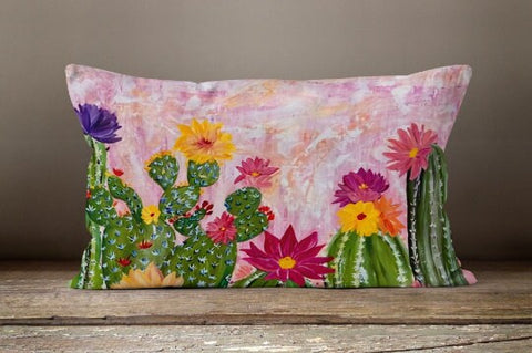 Floral Cactus Pillow Cover|Cactus Cushion Case|Decorative Lumbar Pillow Case|Bedding Decor|Housewarming Pillow|Cactus Throw Pillow Case