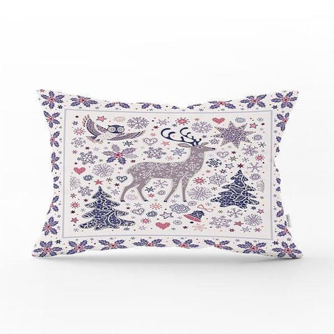 Christmas Pillow Cover|Christmas Deer Home Decor|Rectangle Winter Pillow Top|Housewarming Xmas Gift Idea|Christmas Deer Throw Pillow Cover