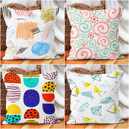 Kids Pillow Cover|Abstract Decorative Modern Pillow Top|Kids Room Cushion Case|Boho Bedding Decor|Housewarming Cushion|Colorful Throw Pillow
