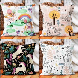 Kids Pillow Cover|Decorative Unicorn Pillow Sham|Kids Room Cushion Case|Boho Bedding Decor|Housewarming Cushion|Unicorn Throw Pillow Cover