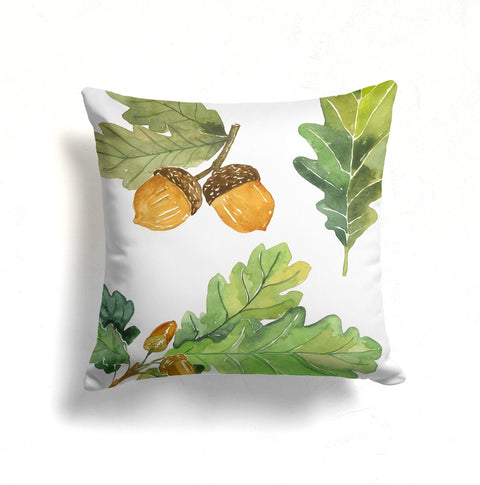 Fall Trend Pillow Cover|Autumn Cushion Case|Squirrel and Acorn Home Decor|Leaves Print Throw Pillow|Housewarming Farmhouse Style Pillow Case