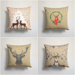 Deer Pillow Cover|Christmas Cushion Case|Deer With Xmas Ornaments|Decorative Winter Pillow|Dear Home Decor|Xmas Gift Idea|Deer Throw Pillow