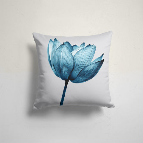Decorative Blue Pillow Case|Leaves Pillow Cover|Decorative Floral Cushion Case|Housewarming Pillow Cover|Farmhouse Blue White Home Decor