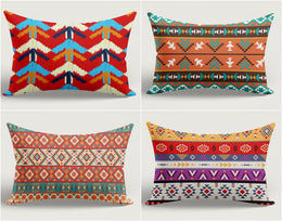 Rug Design Pillow Cover|Terracotta Southwestern Cushion Case|Rectangle Aztec Print Lumbar Pillow|Farmhouse Style Geometric Throw Pillow Case