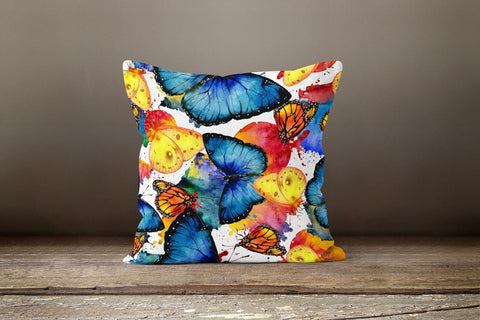 Butterfly Pillow Case|Colorful Butterfly Pillow Cover|Decorative Throw Pillow|Housewarming Boho Pillow Cover|Farmhouse Style Porch Cushion