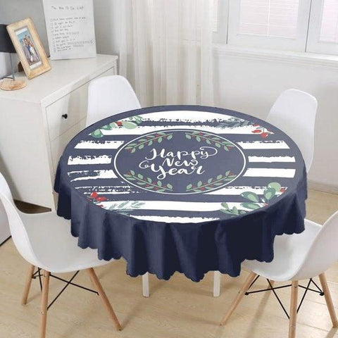Christmas Tablecloth|Round Merry Christmas Table Linen|Housewarming Happy New Year Happy Holidays Kitchen Decor|Circle Design Xmas Table Top