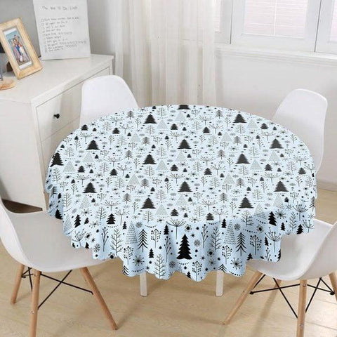 Christmas Tablecloth|Pine Tree Print Round Table Linen|Housewarming Xmas Tree Kitchen Decor|Farmhouse Style Tablecloth|Circle Design Table