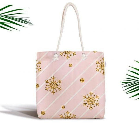 Snowflake Shoulder Bag|Ladies Fabric Hand Bag|Geometric Tote Bag|Winter Trend Hand Bag|Snowflake Weekender Bag|Gift for Her|Everyday Use Bag