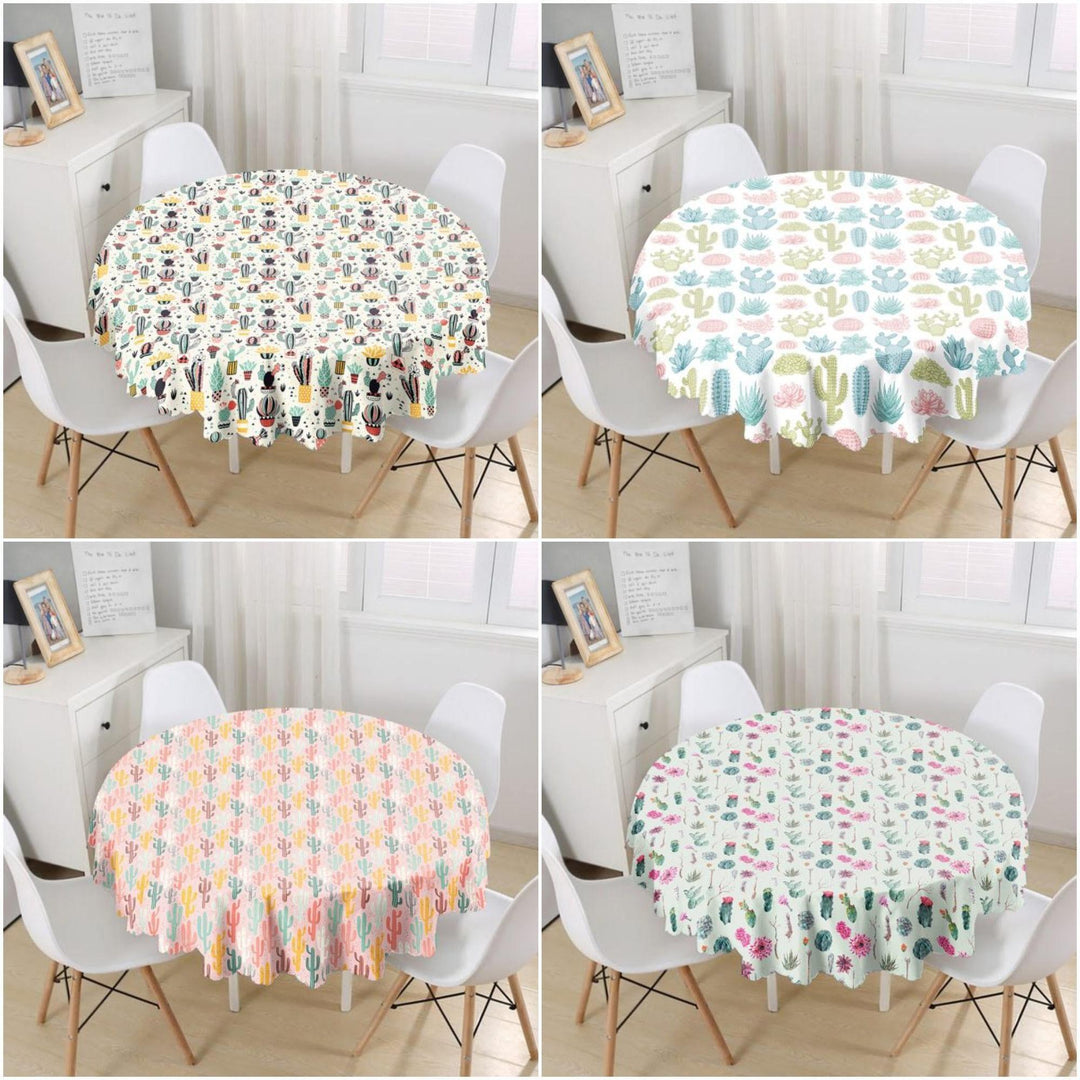 succulent tablecloth Circle Cactus Print Tablecloth