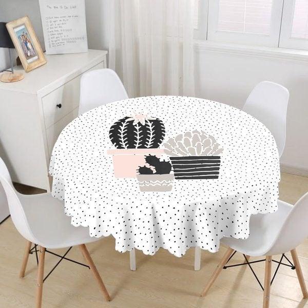succulent tablecloth Round Black Succulent Table Linen