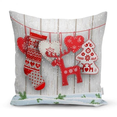 Christmas Pillow Cover|Christmas Deer Home Decor|Winter Trend Cushion Cover|Housewarming Xmas Tree Pillow|Christmas Socks Throw Pillow Cover