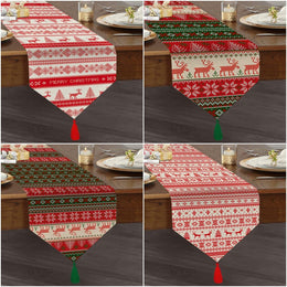Christmas Table Runner|High Quality Triangle Chenille Table Runner|Merry Christmas Tabletop|Xmas Deer Print Table Runner|Winter Trend Runner