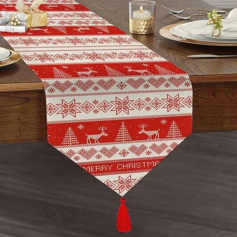 Christmas Table Runner|High Quality Triangle Chenille Table Runner|Merry Christmas Tabletop|Xmas Design Table Runner|Winter Trend Runner