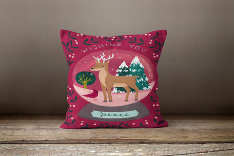 Deer Pillow Cover|Christmas Cushion Case|Merry Xmas Pillow Case|Decorative Winter Pillow|Dear Home Decor|Xmas Gift Idea|Deer Throw Pillow