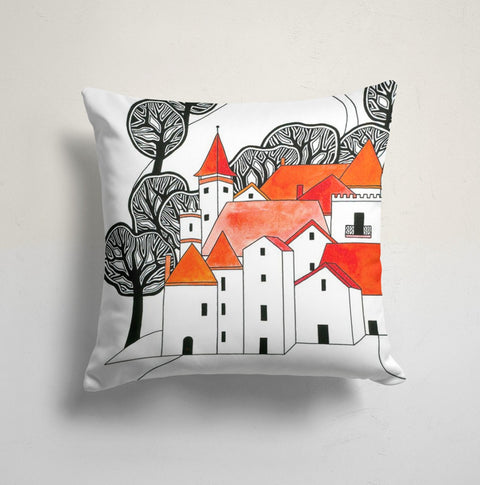 Home Themed Pillow Cover|Houses Print Cushion Case|Decorative Throw Pillow|Housewarming Farmhouse Style Cushion|Checkered Home Print Pillow