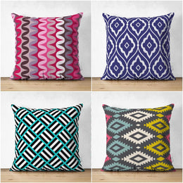Geometric Pillow Cover|Modern Design Suede Pillow Case|IKAT Design Home Decor|Decorative Pillow Case|Farmhouse Style Authentic Pillow Case