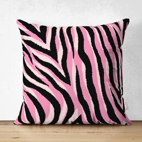 Abstract Pillow Cover|Modern Design Suede Pillow Case|Abstract Pink Black Decor|Decorative Pillow Case|Farmhouse Style Authentic Pillow Case