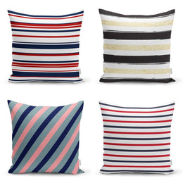 Striped Pillow Cover|Colorful Stripes Throw Pillow Case|Decorative Pillow Case|Psychedelic Style Home Decor|Boho Style Farmhouse Pillow Case