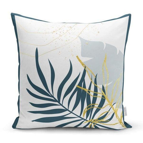 Abstract Floral Pillow Cover|Tropical Plant Cushion Case|Leaf Drawings Print Home Decor|Floral Cushion Cover|Living Room Throw Pillow Cover
