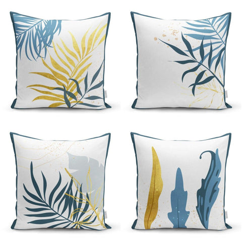 Abstract Floral Pillow Cover|Tropical Plant Cushion Case|Leaf Drawings Print Home Decor|Floral Cushion Cover|Living Room Throw Pillow Cover