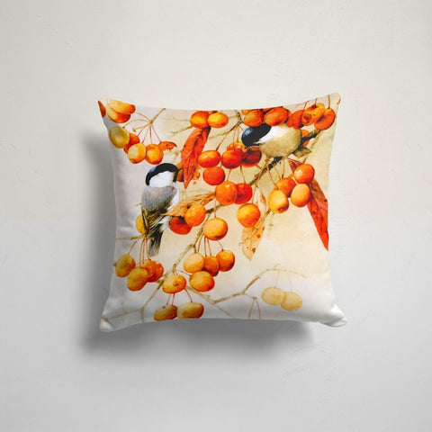 Fall Trend Pillow Cover|Autumn Cushion Case|Sparrows at Fall Tree Throw Pillow|Orange Leaf Home Decor|Housewarming Autumn Birds Pillow Cover