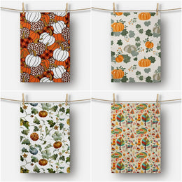 Fall Trend Kitchen Towel|Orange Pumpkin Dish Towel|Pumpkin Print Hand Towel|Decorative Towel|White Pumpkin Tea Towel|Autumn Trend Hand Towel