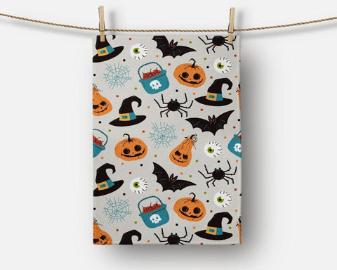 Halloween Kitchen Towel|Carved Pumpkin and Black Cat Dish Towel|Cat Witch Halloween Towel|Decorative Halloween Towel|Autumn Trend Hand Towel