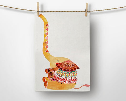 Animal Print Kitchen Towel|Flamingo Dish Towel|Elephant Tea Towel|Housewarming Bird and Cups Hand Towel|Colorful Floral Towel for Restaurant