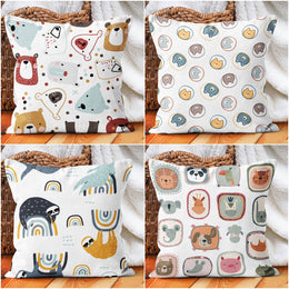 Kids Pillow Cover|Animal Print Decorative Pillow Cover|Kids Room Cushion Case|Boho Bedding Decor|Housewarming Cushion|Colorful Throw Pillow