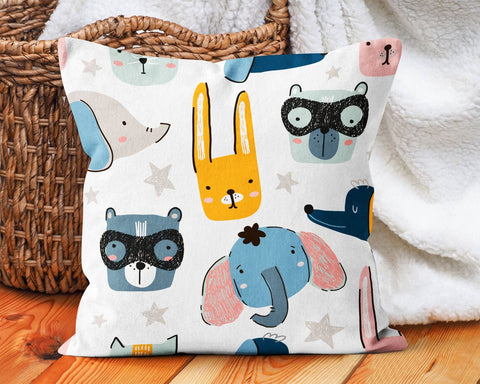Kids Pillow Cover|Animal Print Decorative Pillow Case|Kids Room Cushion Case|Boho Bedding Decor|Housewarming Cushion|Colorful Throw Pillow