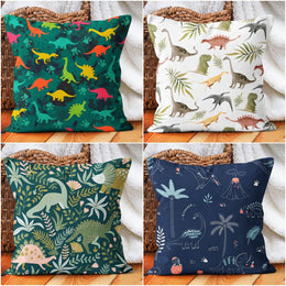 Kids Pillow Cover|Dinosaur Print Decorative Pillow Cover|Kids Room Cushion Case|Boho Bedding Decor|Housewarming Cushion|Kids Throw Pillow