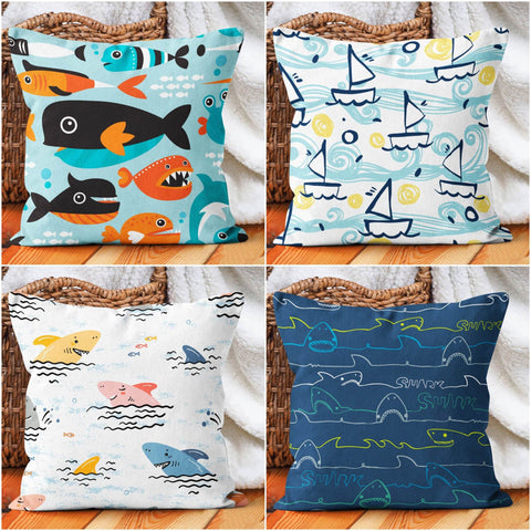Kids Pillow Cover|Decorative Nautical Pillow Case|Kids Room Cushion Case|Boho Bedding Decor|Housewarming Cushion|Colorful Throw Pillow Top